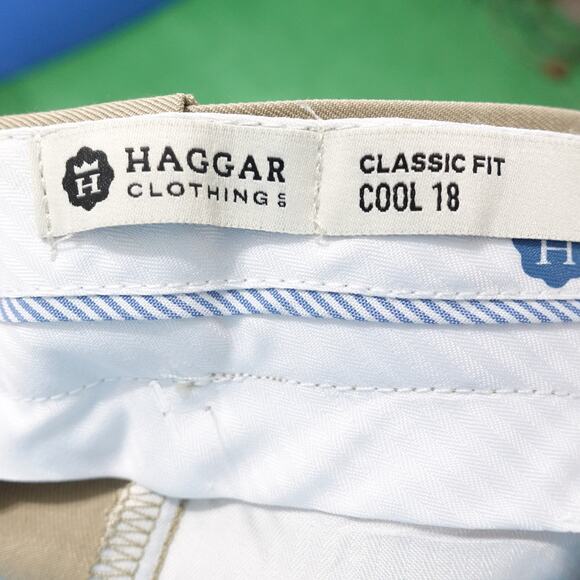 NWT HAGGAR CLASSIC FIT COOL 18 FLAT FRONT KHAKI CHINO PANTS MENS SIZE 40X30 NEW! - Picture 8 of 10